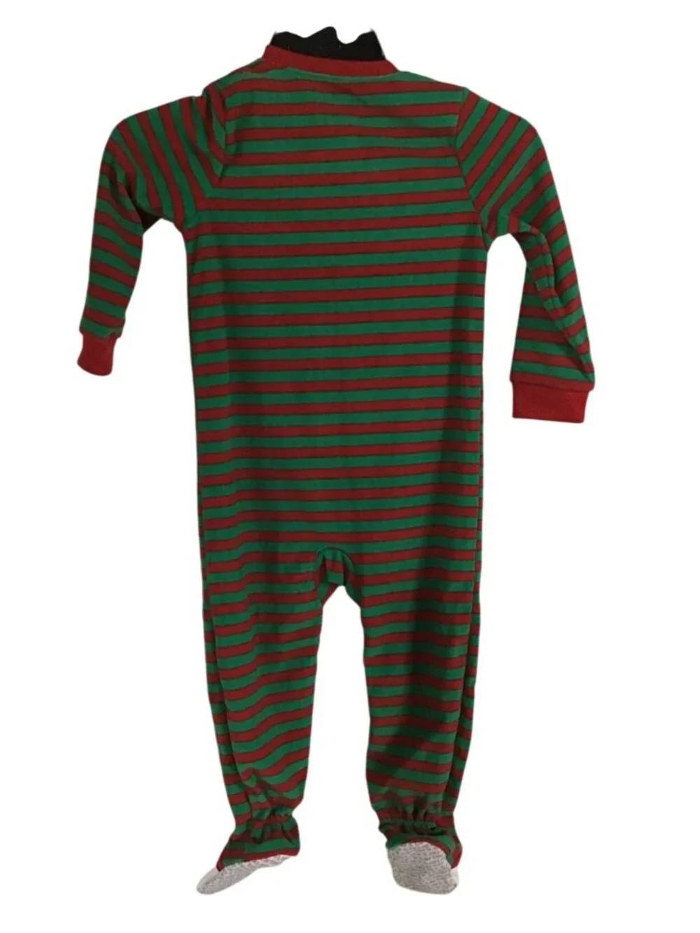 Carters 3T Always Nice Red Green Striped Christmas Fleece Santa Footed Pajama